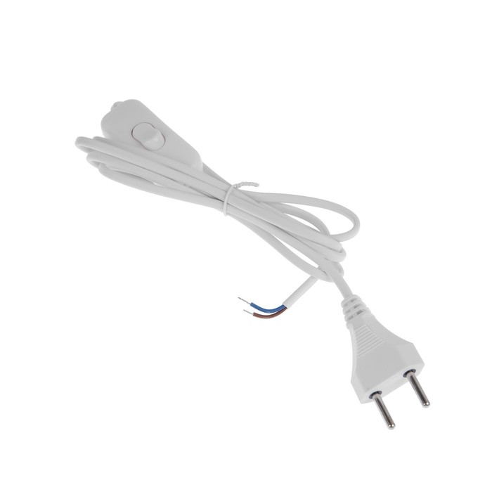 Шнур Luazon Lighting ECO, 1.7 м, ШВВП 2х0.5 мм2, с проходным выключателем, белый Шнур Luazon Lighting ECO, 1.7 м, ШВВП 2х0.5 мм2, с проходным выключателем, белый