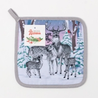 Новый год. Прихватка &laquo;Тепла и любви&raquo; 17х17 35% хл,65% п/э,ватин 250г/м2