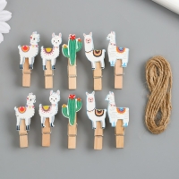 Декор для творчества дерево "Прищепка. Ламы и кактусы" набор 10 шт 5х2х1,2 см Декор для творчества дерево "Прищепка. Ламы и кактусы" набор 10 шт 5х2х1,2 см