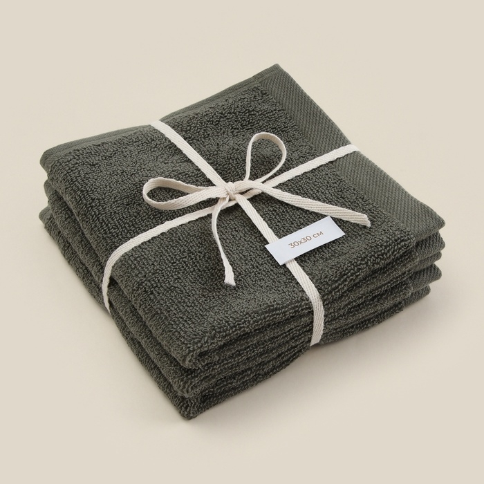 Набор салфеток SL HOME: Basic Набор салфеток SL HOME: Basic "Олива" 30х30 см - 3 шт., 100% хлопок, 530 г/м2