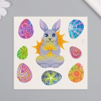 Татуировка на тело цветная "Заяц и яички" 10х10 см Татуировка на тело цветная "Заяц и яички" 10х10 см