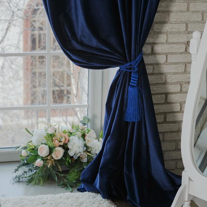 Штора портьерная  "Этель" 265*270 см Ренессанс Голубой океан ,100% п/э