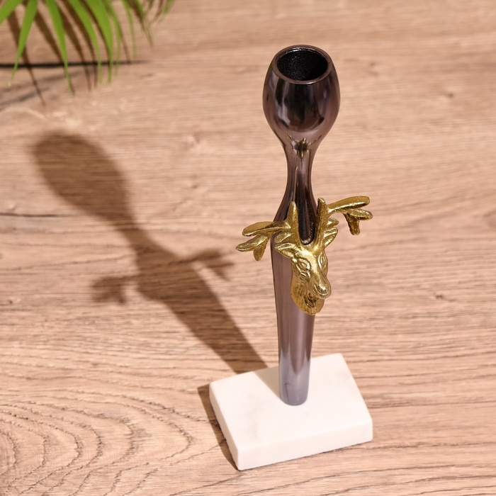 Подсвечник Подсвечник "Олень" 25 см, металл, мрамор