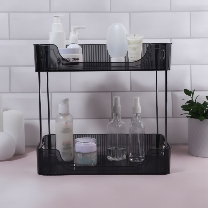 Органайзер для хранения, с ручками, 2 секции, 31 × 20 × 29 см, цвет чёрный/серебристый Органайзер для хранения, с ручками, 2 секции, 31 × 20 × 29 см, цвет чёрный/серебристый