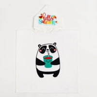 Полотенце-пончо детское махровое Крошка Я &laquo;Панда&raquo; 60х120см, 100% хлопок, 300гр/м2