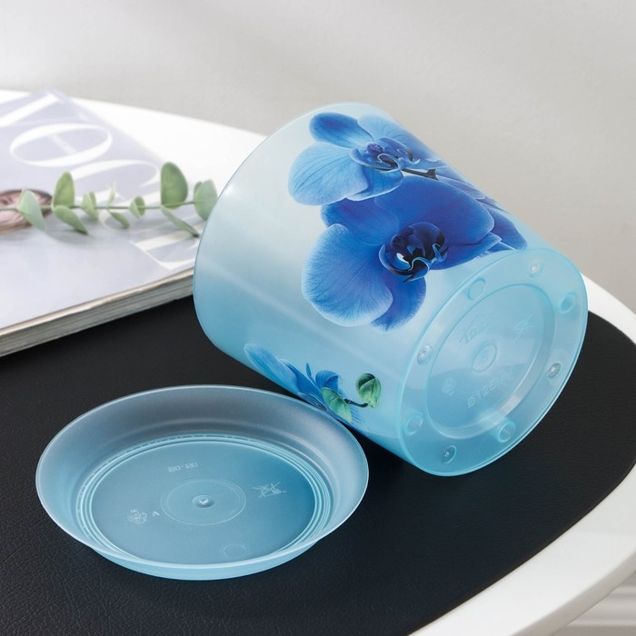 Горшок для орхидей с поддоном «Деко», 1,2 л, цвет голубой Горшок для орхидей с поддоном «Деко», 1,2 л, цвет голубой