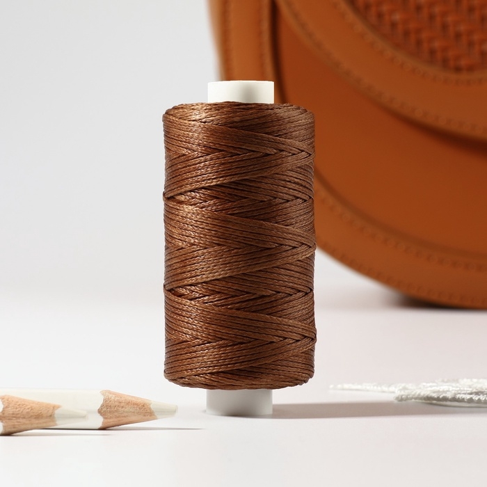 Нитки вощёные, плоские, 210D/16, 1 мм, 50 &plusmn; 2 м, цвет светло-коричневый