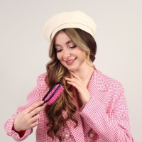 Расчёска массажная, широкая, вентилируемая, 8,5 &times; 20,5 см, PVC коробка, цвет чёрный/розовый