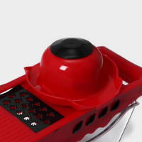 Тёрка с лотком Доляна Vegan, 6 насадок, 30&times;10,5&times;11 см, цвет зелёный, овощечистка металлическая, цвет красный