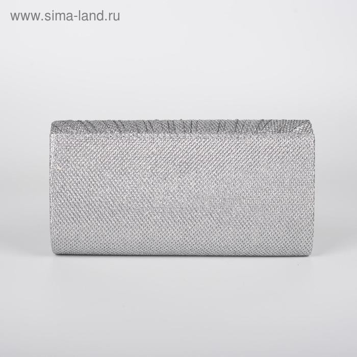 Клатч женский, отдел на клапане, длинная цепь, цвет серебристый