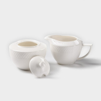 Набор фарфоровый сервировочный Wilmax &laquo;Юлия Высоцкая&raquo;, 2 предмета: сахарница 340 мл, молочник 280 мл, цвет белый