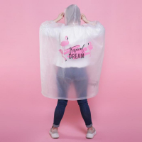 Дождевик взрослый пончо Tropical dream, оверсайз, 44-52, 97 х 120 см, цвет белый