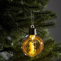 Ёлочный шар «Ёлочки», батарейки, 1 LED, свечение тёплое белое Ёлочный шар «Ёлочки», батарейки, 1 LED, свечение тёплое белое