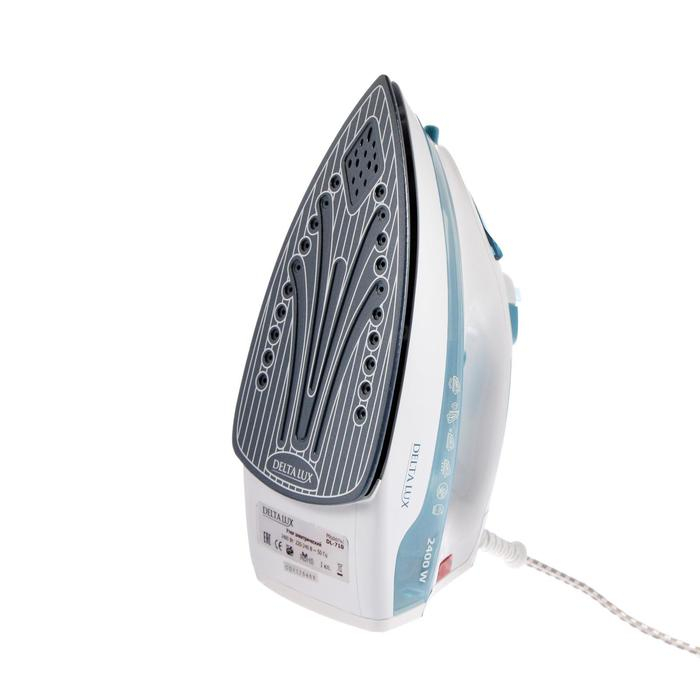 Утюг DELTA LUX DL-710, 2400 Вт, керамическая подошва, 25 г/мин, 320 мл, бело-голубой Утюг DELTA LUX DL-710, 2400 Вт, керамическая подошва, 25 г/мин, 320 мл, бело-голубой