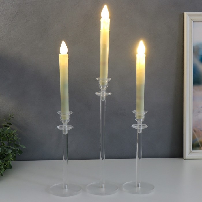 Подсвечник акрил Подсвечник акрил "Прозрачность" набор 3 шт 44х10х10 50х10х10 55х10х10 см