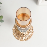 Подсвечник металл на 1 свечу "Кристалл. Ажурная подставка" золото, чёрный 24х10х10 см