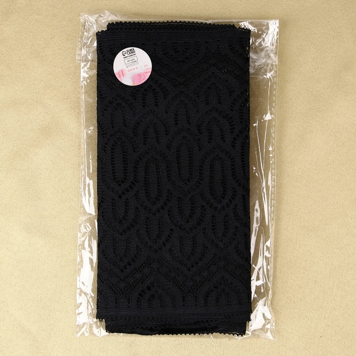 Кружевная эластичная ткань, 185 мм × 2,7 ± 0,5 м, цвет чёрный Кружевная эластичная ткань, 185 мм × 2,7 ± 0,5 м, цвет чёрный