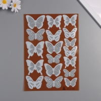 Наклейка пластик интерьерная "Бабочки полупрозрачные" белые набор 19 шт 5; 6; 7 см