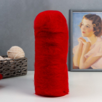 Шерсть для валяния "Кардочес" 100% полутонкая шерсть 100гр (046 красный) МИКС