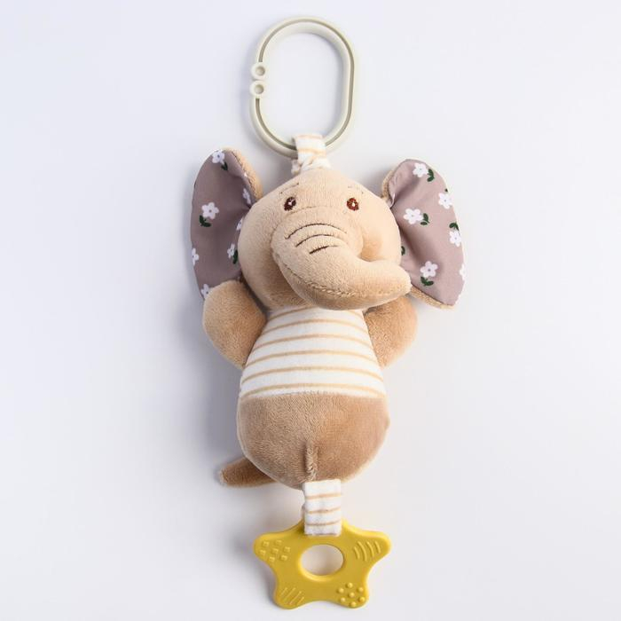 Подвеска мягкая с вибрацией «Слоник Няша», прорезыватель, на кроватку, коляску, Крошка Я Подвеска мягкая с вибрацией «Слоник Няша», прорезыватель, на кроватку, коляску, Крошка Я