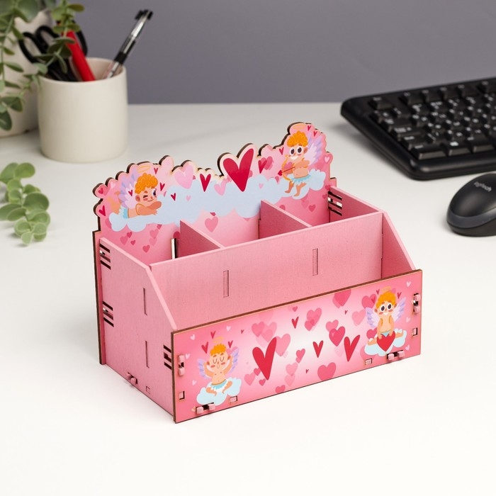 Органайзер для канцелярии Органайзер для канцелярии "Купидончики" 4 отделения 21х11х14,5