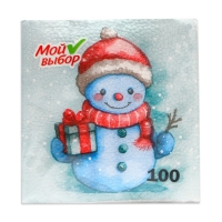 Новогодние салфетки бумажные Мой выбор &laquo;Снеговичок&raquo; 1 слой, 24х24 см, 100 шт