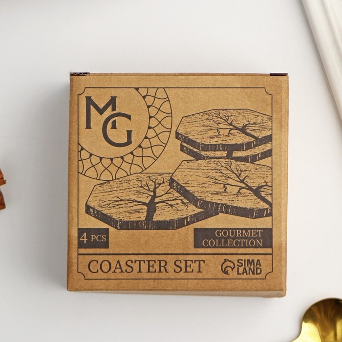 Набор подставок под кружки Magistro &laquo;Древо&raquo;, 4 шт, акация