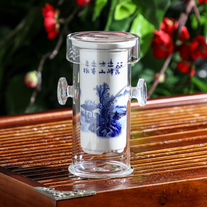Стеклянная колба для заваривания чая &laquo;Горный пейзаж&raquo;, 200 мл, 7&times;6&times;10,7 см, рисунок МИКС