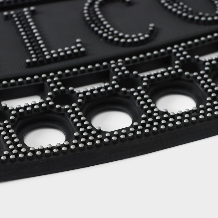 Коврик придверный ячеистый Доляна &laquo;Добро пожаловать&raquo;, 43&times;73 см, цвет чёрный