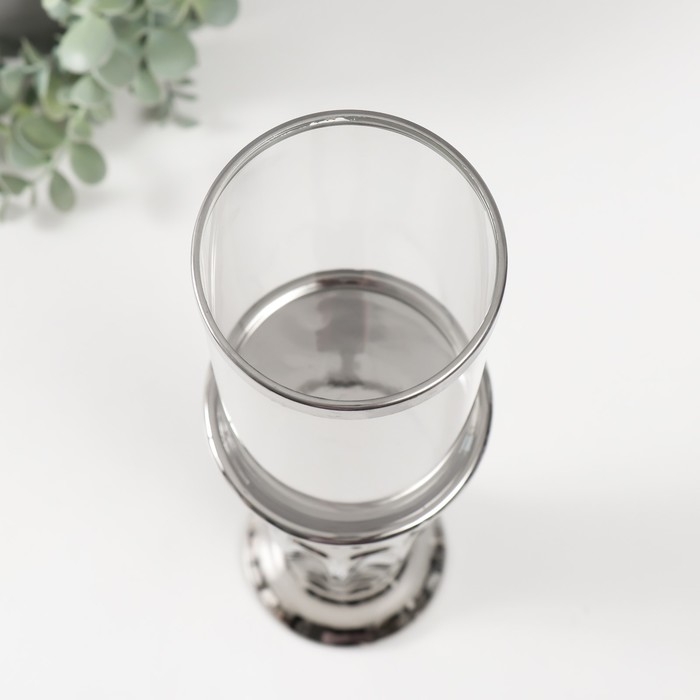 Подсвечник керамика, стекло на 1 свечу Подсвечник керамика, стекло на 1 свечу "Арте" d=7,5 см серебро 9х9х37,5 см