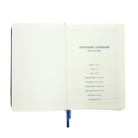 Ежедневник НЕдатированный А5, 136 листов в линейку, кожзам "Небраска", серебряный срез, синий Ежедневник НЕдатированный А5, 136 листов в линейку, кожзам "Небраска", серебряный срез, синий