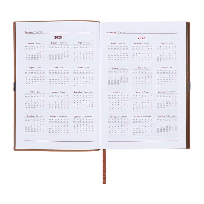 Ежедневник датированный 2025 года, А5, 176 листов ESCALADA, мягкая обложка из искусственной кожи, блинтовое тиснение, ляссе, блок 70 г/м2, бежевый