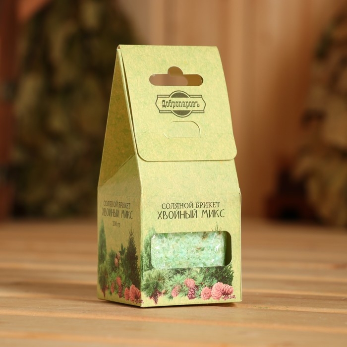 Соляной брикет куб Соляной брикет куб "Хвойный микс" 200 г "Добропаровъ" пихта, сосна, ель