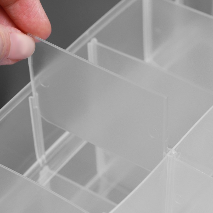 Органайзер для рукоделия, со съёмными ячейками, 3 яруса по 10 отделений, 24,5 × 16,5 × 18 см, с ручкой, цвет прозрачный Органайзер для рукоделия, со съёмными ячейками, 3 яруса по 10 отделений, 24,5 × 16,5 × 18 см, с ручкой, цвет прозрачный