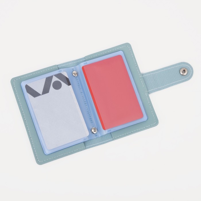 Визитница на кнопке на 26 карт, цвет мятный Визитница на кнопке на 26 карт, цвет мятный