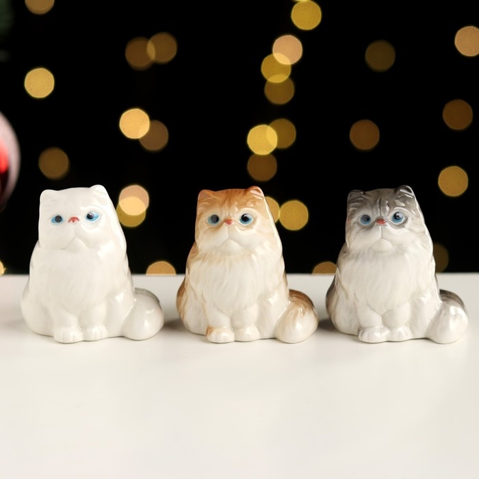 Сувенир "Сидящий персидский кот", 5,5х5х4,5 см ,фарфор цвет МИКС