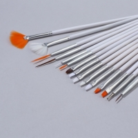 Набор кистей для наращивания и дизайна ногтей, 15 шт, цвет белый Набор кистей для наращивания и дизайна ногтей, 15 шт, цвет белый