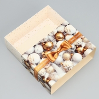 Коробка подарочная новогодняя складная &laquo;Яркие шары&raquo;, 25 х 18 х 10 см, Новый год