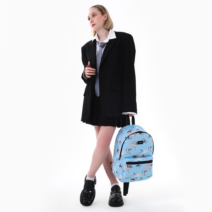 Рюкзак школьный текстильный &laquo;Ангелы&raquo;, 42х14х28 см, цвет голубой