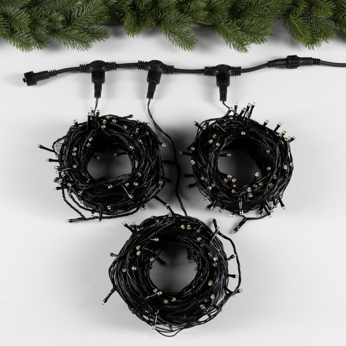 Гирлянда «Клип-лайт» 3 нити по 20 м, IP44, УМС, тёмная нить, 399 LED, свечение тёплое белое, мерцание всех светодиодов, 24 В Гирлянда «Клип-лайт» 3 нити по 20 м, IP44, УМС, тёмная нить, 399 LED, свечение тёплое белое, мерцание всех светодиодов, 24 В