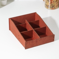 Органайзер для чая и кухонных принадлежностей Доляна, 22&times;19&times;8 см, цвет мокко