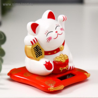 Маятник пластик "Кот баюн на коврике" иероглиф "счастье в дом" 7,5х6,5х6,8 см