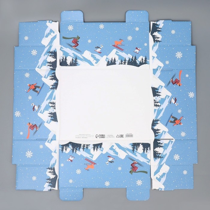 Коробка подарочная новогодняя складная &laquo;Новогодний город&raquo;, 31.2 х 25.6 х 16.1 см, Новый год