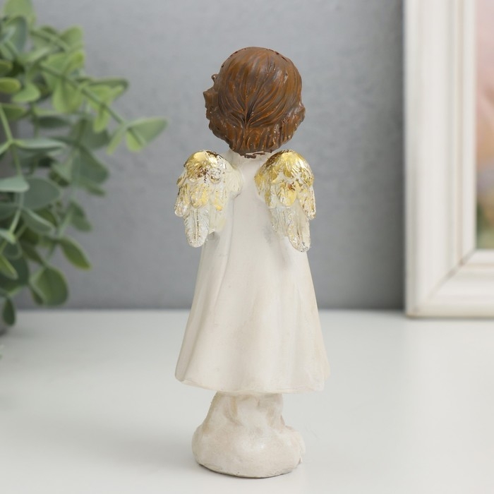 Сувенир полистоун Сувенир полистоун "Ангелочек в бежевой тоге со звёздочкой" золотые крылья 4,5х5х13 см