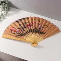 Веер бамбук, текстиль h=50 см "Веточка сакуры" бежевый Веер бамбук, текстиль h=50 см "Веточка сакуры" бежевый