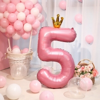 Шар фольгированный 40" «Цифра 5 с короной», цвет розовый Шар фольгированный 40" «Цифра 5 с короной», цвет розовый