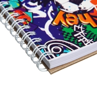 Скетчбук 190 х 190 мм, 60 листов на гребне "Граффити", обложка мелованный картон, твёрдая подложка, блок 100 г/м&sup2;