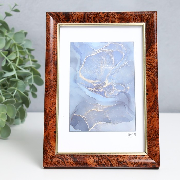 Фоторамка пластик Фоторамка пластик "Офис 8" 10х15 см, карельская берёза