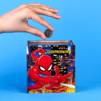 Копилка деревянная с цифрами, 12х12х8.6 см, Человек-паук Копилка деревянная с цифрами, 12х12х8.6 см, Человек-паук