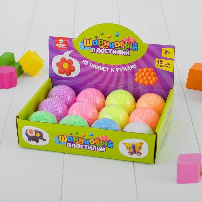 Шариковый пластилин крупнозернистый 2,4 гр, цвета МИКС Шариковый пластилин крупнозернистый 2,4 гр, цвета МИКС